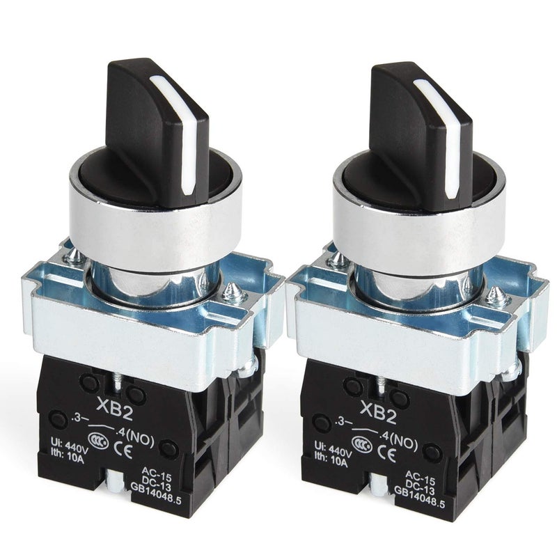 APIELE (Pack of 2) 22mm 3 Position Selector Switch Maintained 2NO XB2-20X/31 (3 Position Maintained) - Image 1